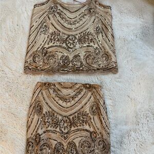 NEW! MacDuggal Verty Elegant Sequin Skirt (medium) and Blouse (large)